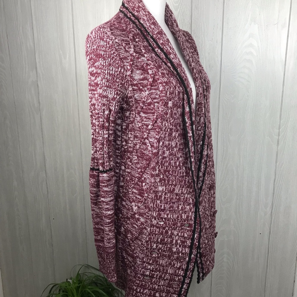 Volcom Maroon Knit Button Front Sweater Jacket - image 6